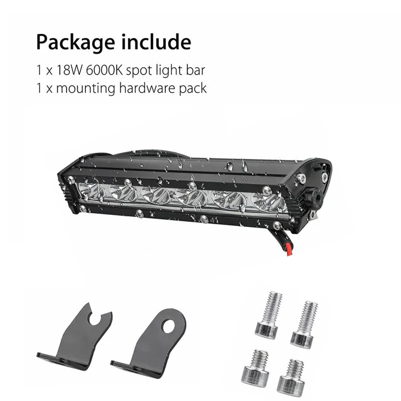 【M】18W Light Bar Work Spotlight 12V LED Waterproof For IP67 Truck Driving Offroad Boat Car Tractor Led Lamp Modify Accessories