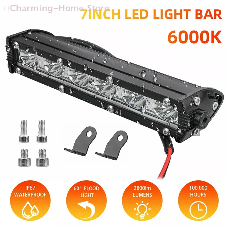 【M】18W Light Bar Work Spotlight 12V LED Waterproof For IP67 Truck Driving Offroad Boat Car Tractor Led Lamp Modify Accessories