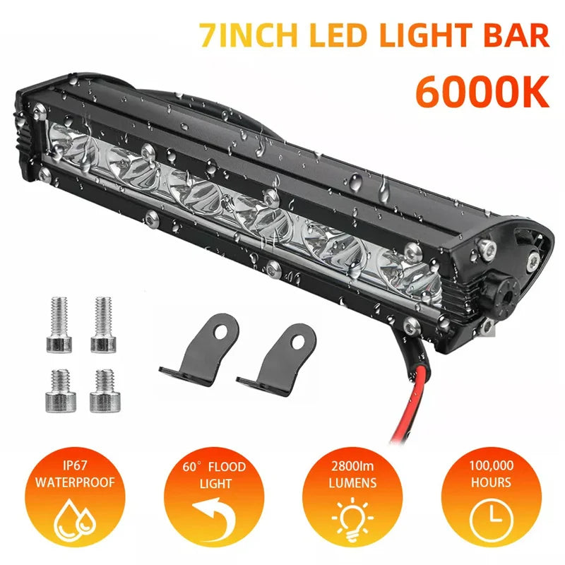 【M】18W Light Bar Work Spotlight 12V LED Waterproof For IP67 Truck Driving Offroad Boat Car Tractor Led Lamp Modify Accessories